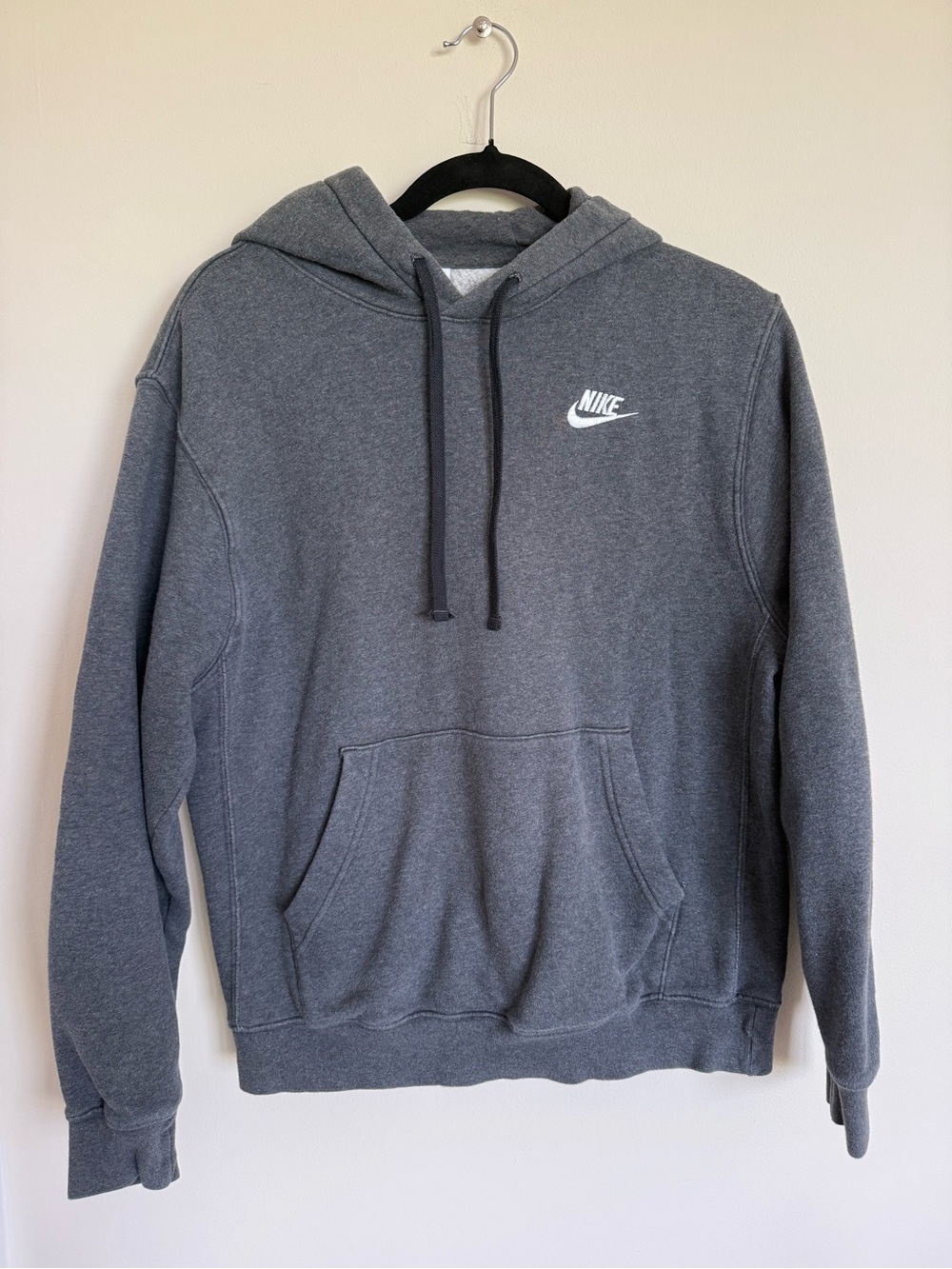Nike Charcoal Gray Hoodie with White Swoosh